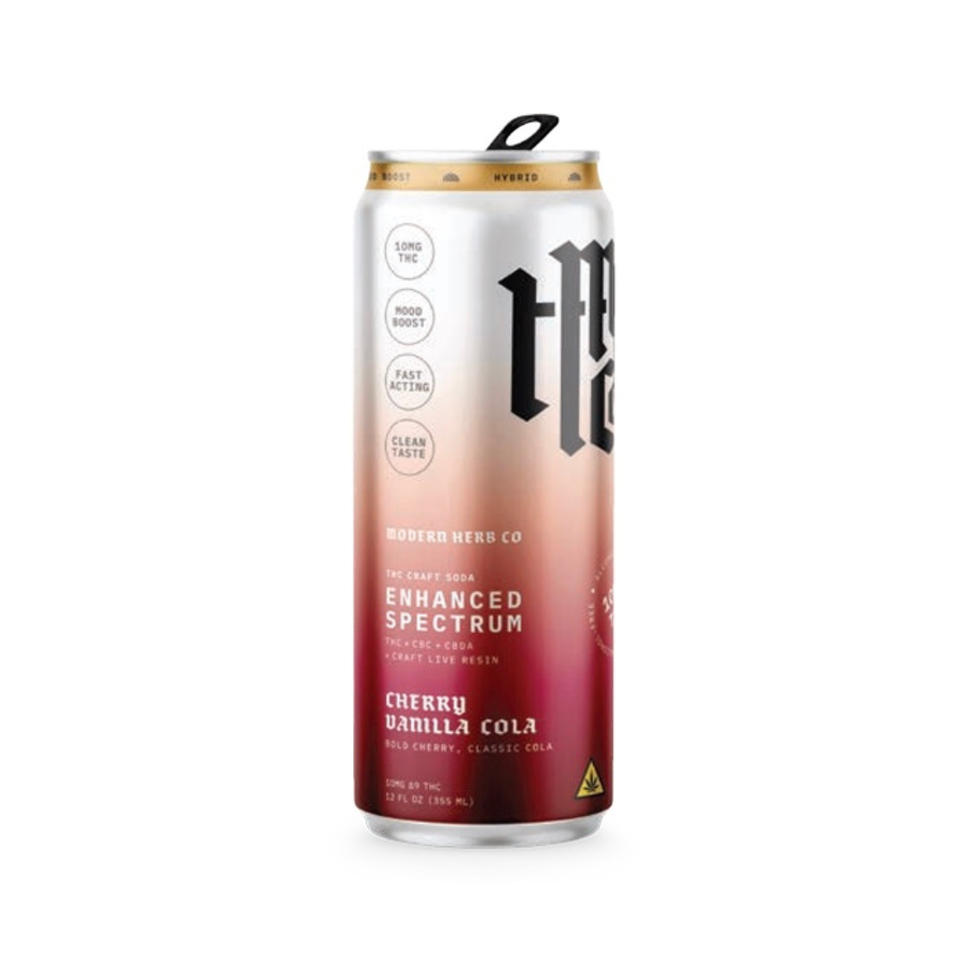 Modern Herb Co | THC Craft Soda | Live Resin | 12oz / Hybrid / Cherry Vanilla Cola / 10mg